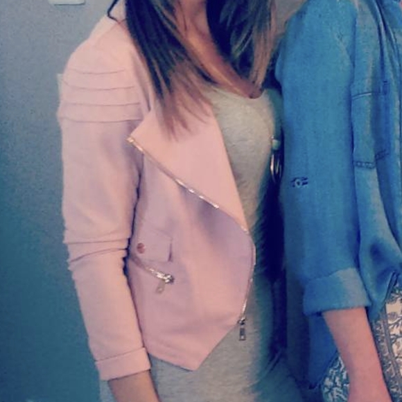 Dusty pink Moto jacket - Picture 2 of 12